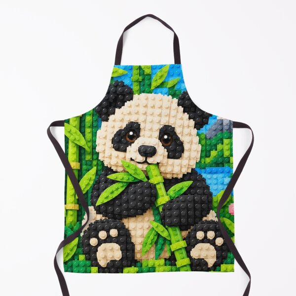 Item preview, Cute Panda with Bamboo – Colorful Building Block Mosaic Art designed and sold by WildWhimsy Art.