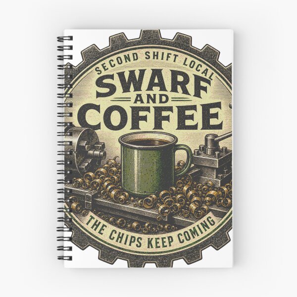 Item preview, Swarf and Coffee Late Shift Lathe Machinist Emblem designed and sold by BoosterShop.