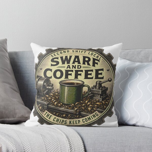 Item preview, Swarf and Coffee Late Shift Lathe Machinist Emblem designed and sold by BoosterShop.