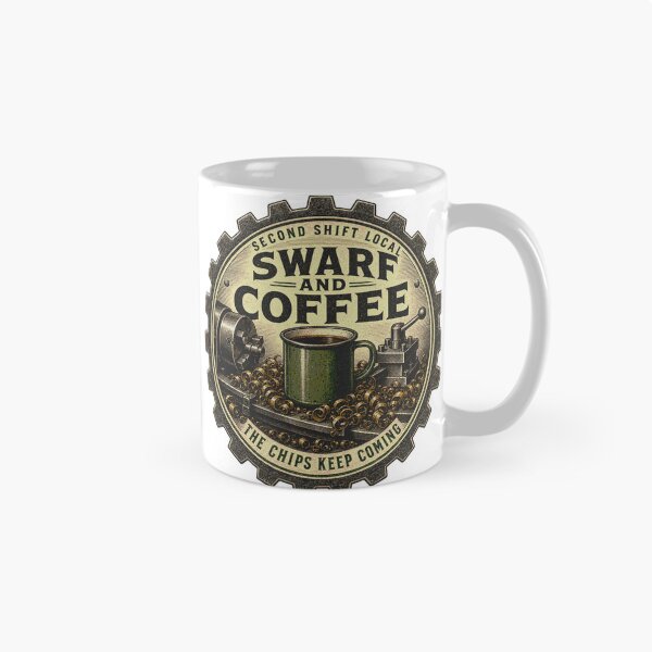 Item preview, Swarf and Coffee Late Shift Lathe Machinist Emblem designed and sold by BoosterShop.