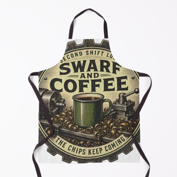 Item preview, Swarf and Coffee Late Shift Lathe Machinist Emblem designed and sold by BoosterShop.