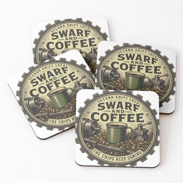 Item preview, Swarf and Coffee Late Shift Lathe Machinist Emblem designed and sold by BoosterShop.