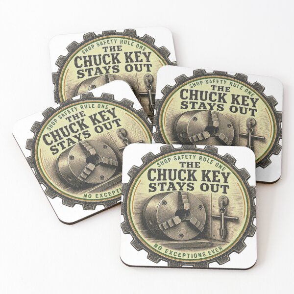 Item preview, The Chuck Key Stays Out Lathe Workplace Safety Emblem designed and sold by BoosterShop.