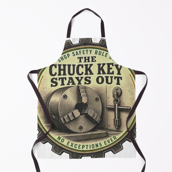 Item preview, The Chuck Key Stays Out Lathe Workplace Safety Emblem designed and sold by BoosterShop.