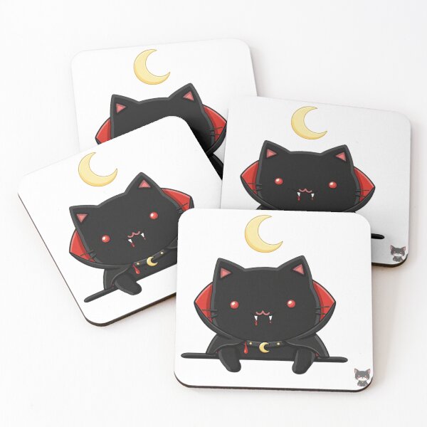 Item preview, Vampire Cat with Moon and Collar — Elegant Kawaii Style designed and sold by SoyPanteraCat.