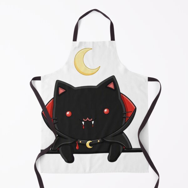 Item preview, Vampire Cat with Moon and Collar — Elegant Kawaii Style designed and sold by SoyPanteraCat.