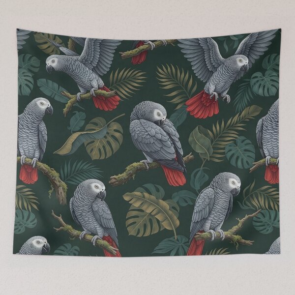 Item preview, African Grey Parrots Tropical Pattern designed and sold by SassyArtistry.