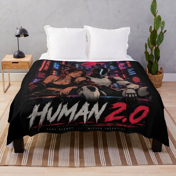 Item preview, Human 2.0 – Futuristic Humanoid Robot Cyberpunk Anime designed and sold by TEEJAMBOREE.