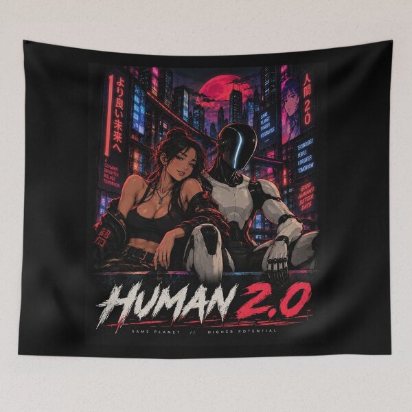 Item preview, Human 2.0 – Futuristic Humanoid Robot Cyberpunk Anime designed and sold by TEEJAMBOREE.
