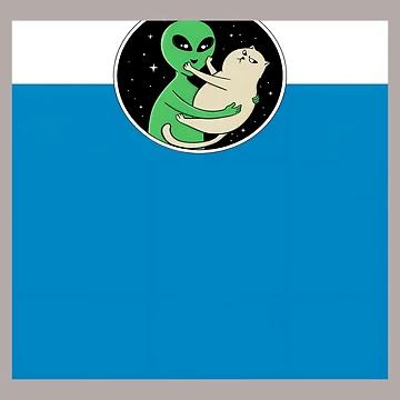 Artwork thumbnail, Alien Hugging Grumpy Cat Space Design Sticker-71 by RikeMarroquin