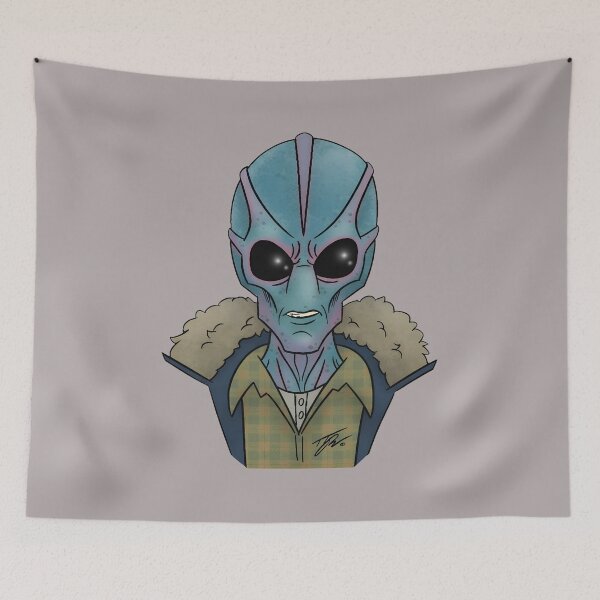 Item preview, Alien In Flannel And Jacket Portrait-77 designed and sold by RikeMarroquin.