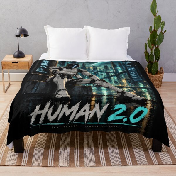 Item preview, Human 2.0 – Futuristic Humanoid Robot Cyberpunk Anime designed and sold by TEEJAMBOREE.