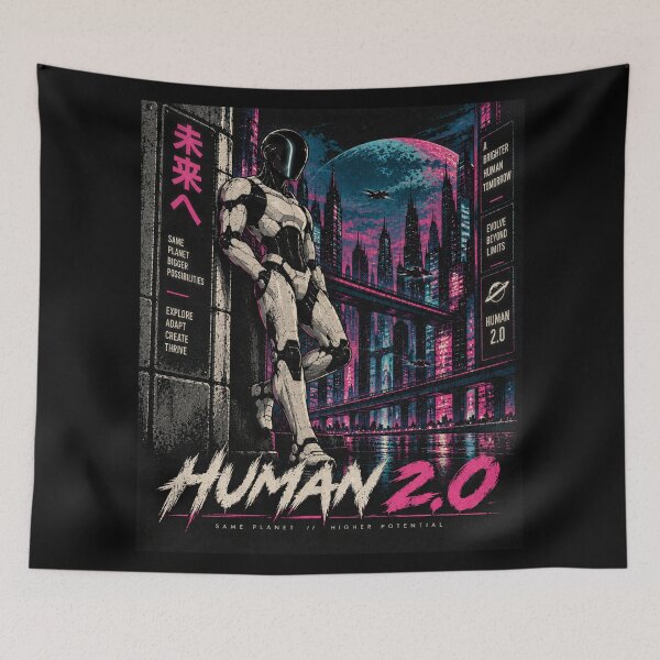 Item preview, Human 2.0 – Futuristic Humanoid Robot Cyberpunk Anime designed and sold by TEEJAMBOREE.