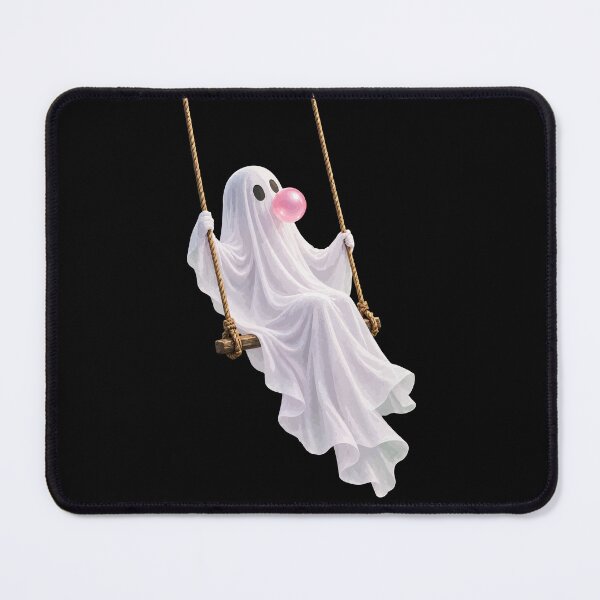 Item preview, Whimsical Bubblegum Ghost on a Swing designed and sold by pixiedustpaint.