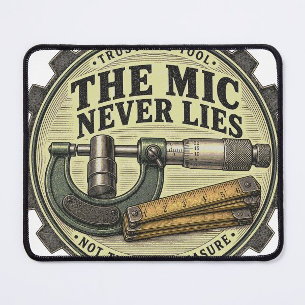 Item preview, The Mic Never Lies Micrometer Measuring Technology Machinist Emblem designed and sold by BoosterShop.