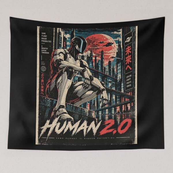 Item preview, Human 2.0 – Futuristic Humanoid Robot Cyberpunk Anime designed and sold by TEEJAMBOREE.