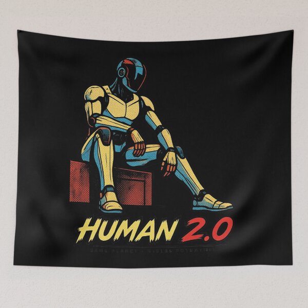 Item preview, Human 2.0 – Futuristic Humanoid Robot Cyberpunk Anime designed and sold by TEEJAMBOREE.