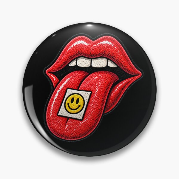 Item preview, Red Lips Tongue Smiley – Retro Rock Punk Embroidered Patch designed and sold by Abidel.