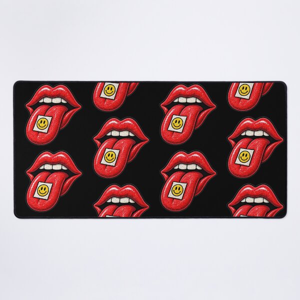 Item preview, Red Lips Tongue Smiley – Retro Rock Punk Embroidered Patch designed and sold by Abidel.