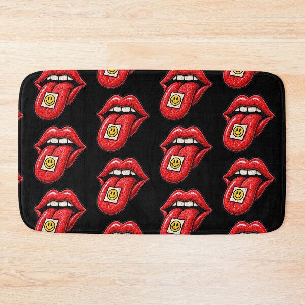 Item preview, Red Lips Tongue Smiley – Retro Rock Punk Embroidered Patch designed and sold by Abidel.
