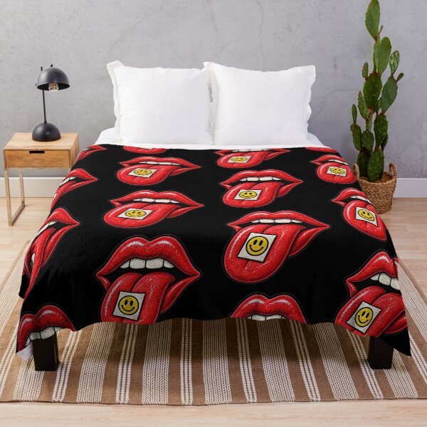 Item preview, Red Lips Tongue Smiley – Retro Rock Punk Embroidered Patch designed and sold by Abidel.