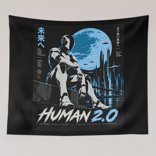 Item preview, Human 2.0 – Futuristic Humanoid Robot Cyberpunk Anime designed and sold by TEEJAMBOREE.