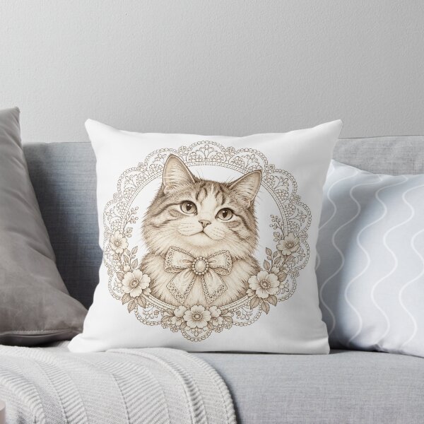 Item preview, Vintage Lace Cat Portrait designed and sold by CanArtVision.