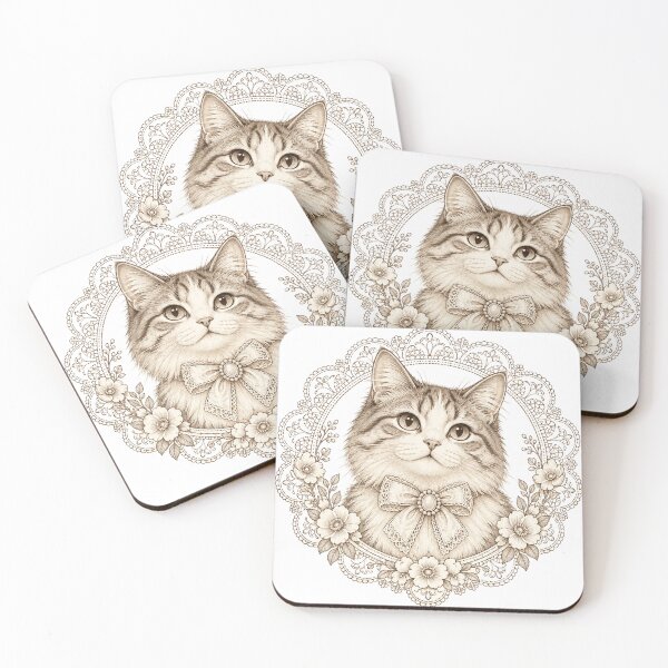Item preview, Vintage Lace Cat Portrait designed and sold by CanArtVision.
