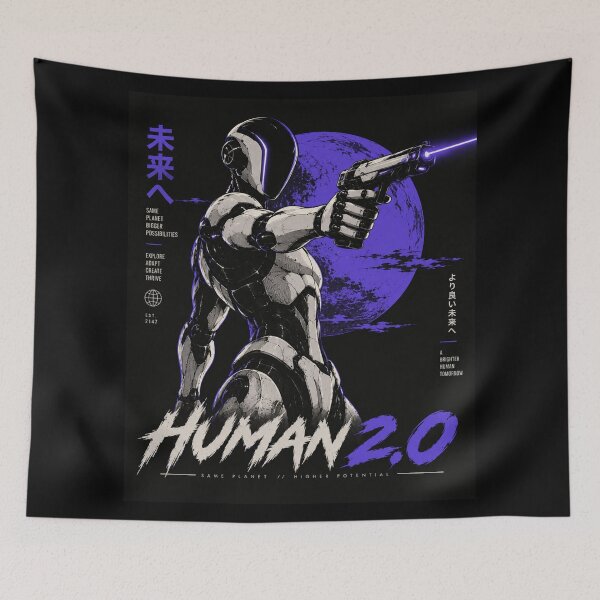 Item preview, Human 2.0 – Futuristic Humanoid Robot Cyberpunk Anime designed and sold by TEEJAMBOREE.
