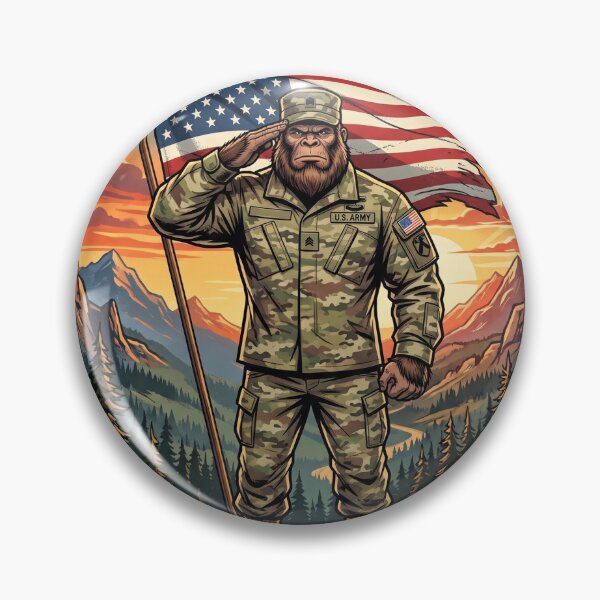 Item preview, Patriotic Bigfoot Saluting The American Flag in an Army Uniform designed and sold by Spank My Yeti.