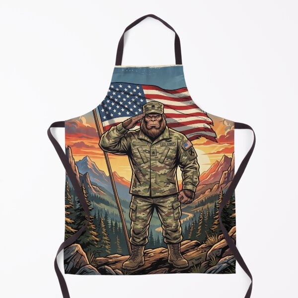 Item preview, Patriotic Bigfoot Saluting The American Flag in an Army Uniform designed and sold by Spank My Yeti.