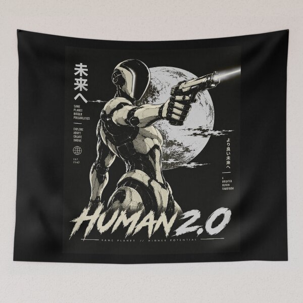 Item preview, Human 2.0 – Futuristic Humanoid Robot Cyberpunk Anime designed and sold by TEEJAMBOREE.