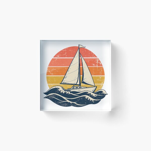 Item preview, Vintage Sailboat With Sunset Stripes designed and sold by S06PMarketing.