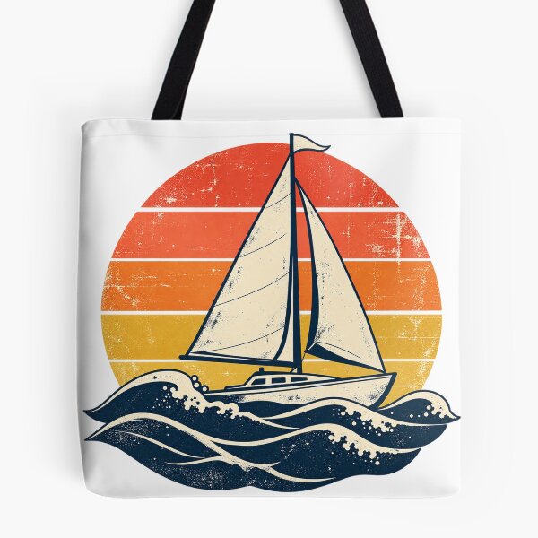 Item preview, Vintage Sailboat With Sunset Stripes designed and sold by S06PMarketing.