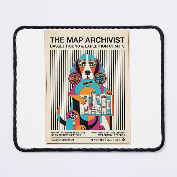 Item preview, Basset Hound Map Archivist designed and sold by PictoVibe.