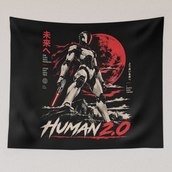 Item preview, Human 2.0 – Futuristic Humanoid Robot Cyberpunk Anime designed and sold by TEEJAMBOREE.