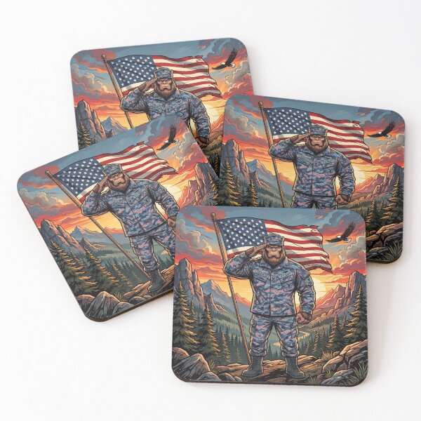 Item preview, Patriotic Bigfoot Saluting The American Flag in a Navy Uniform designed and sold by Spank My Yeti.