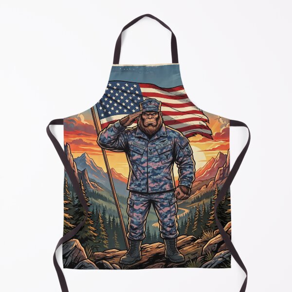 Item preview, Patriotic Bigfoot Saluting The American Flag in a Navy Uniform designed and sold by Spank My Yeti.