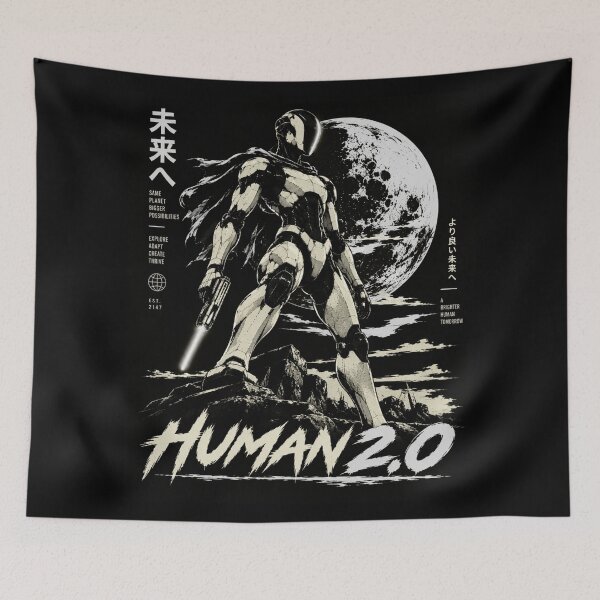 Item preview, Human 2.0 – Futuristic Humanoid Robot Cyberpunk Anime designed and sold by TEEJAMBOREE.