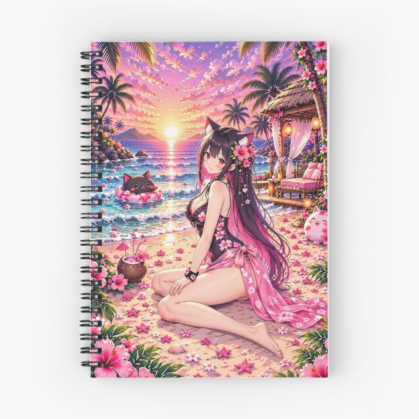 Item preview, Tropical Neko Girl – Pink Sunset Paradise designed and sold by Revyra Design .