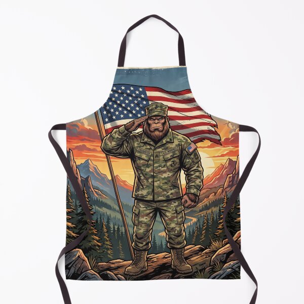 Item preview, Patriotic Bigfoot Saluting The American Flag in a Marine Corp Uniform designed and sold by Spank My Yeti.