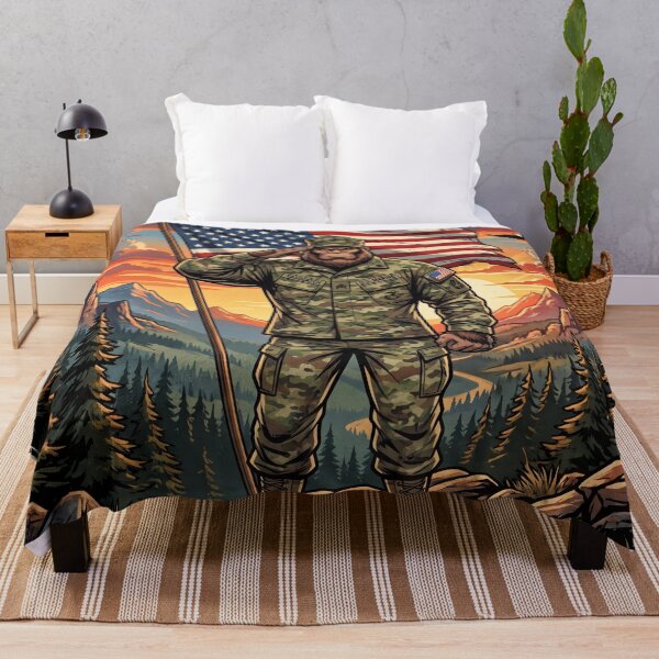 Item preview, Patriotic Bigfoot Saluting The American Flag in a Marine Corp Uniform designed and sold by Spank My Yeti.