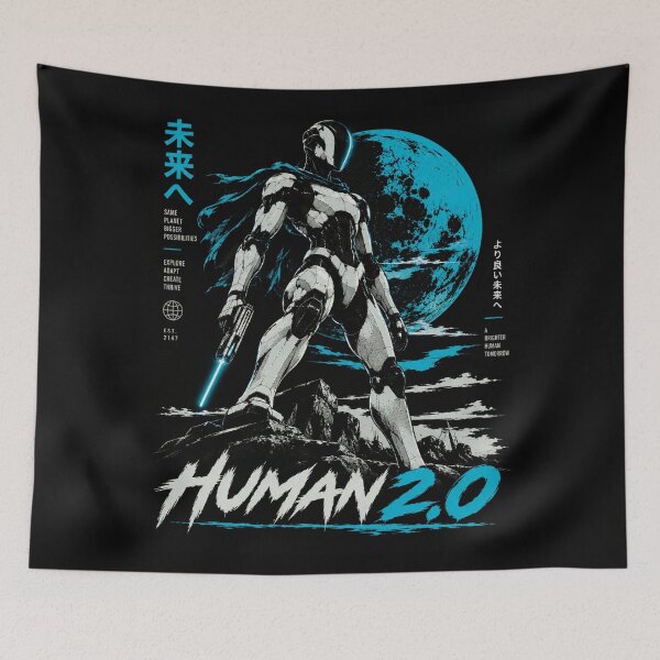 Item preview, Human 2.0 – Futuristic Humanoid Robot Cyberpunk Anime designed and sold by TEEJAMBOREE.