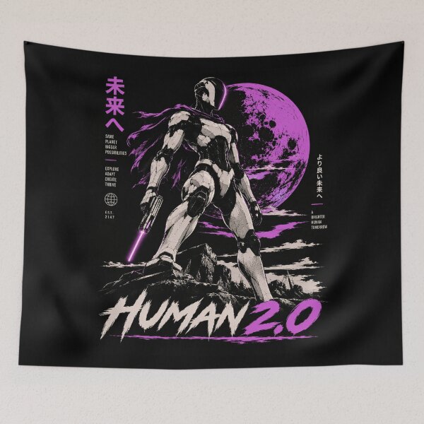 Item preview, Human 2.0 – Futuristic Humanoid Robot Cyberpunk Anime designed and sold by TEEJAMBOREE.