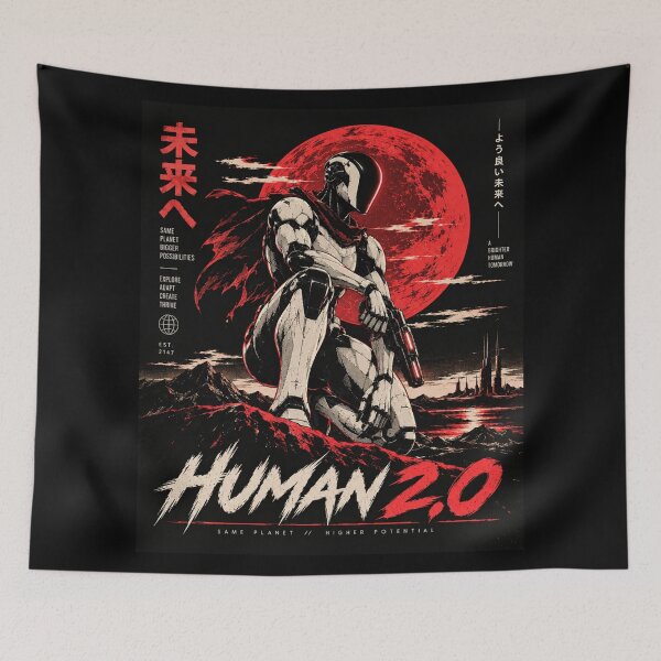 Item preview, Human 2.0 – Futuristic Humanoid Robot Cyberpunk Anime designed and sold by TEEJAMBOREE.