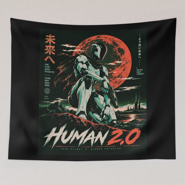 Item preview, Human 2.0 – Futuristic Humanoid Robot Cyberpunk Anime designed and sold by TEEJAMBOREE.