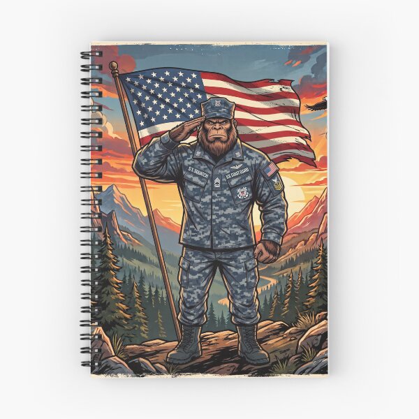 Item preview, Patriotic Bigfoot Saluting The American Flag in a Coast Guard Uniform designed and sold by Spank My Yeti.