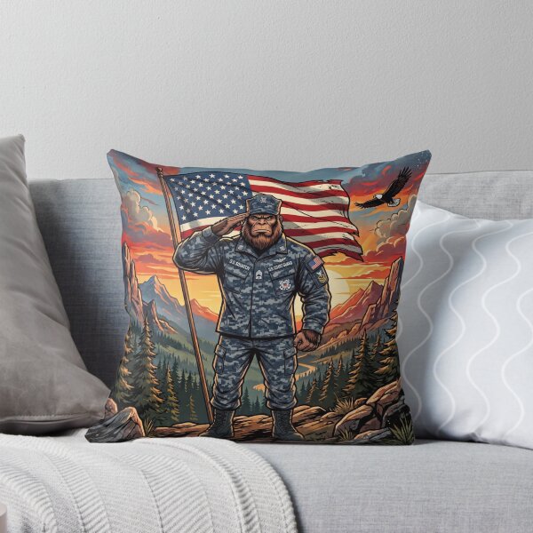 Item preview, Patriotic Bigfoot Saluting The American Flag in a Coast Guard Uniform designed and sold by Spank My Yeti.