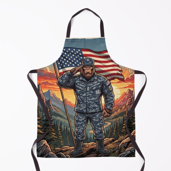 Item preview, Patriotic Bigfoot Saluting The American Flag in a Coast Guard Uniform designed and sold by Spank My Yeti.
