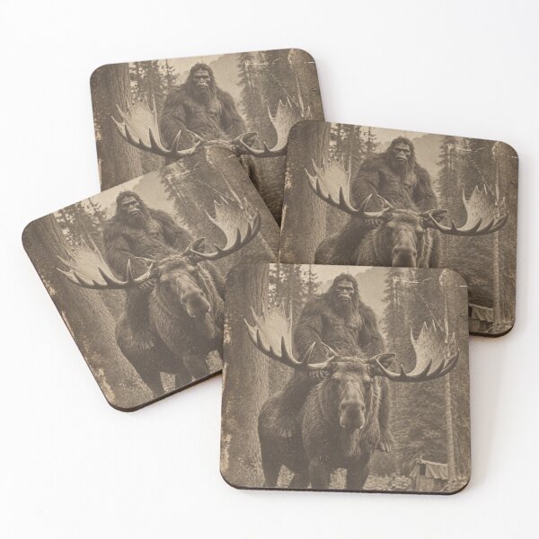 Item preview, Vintage Bigfoot Riding Moose – Cryptid Photo designed and sold by GSizzle1.